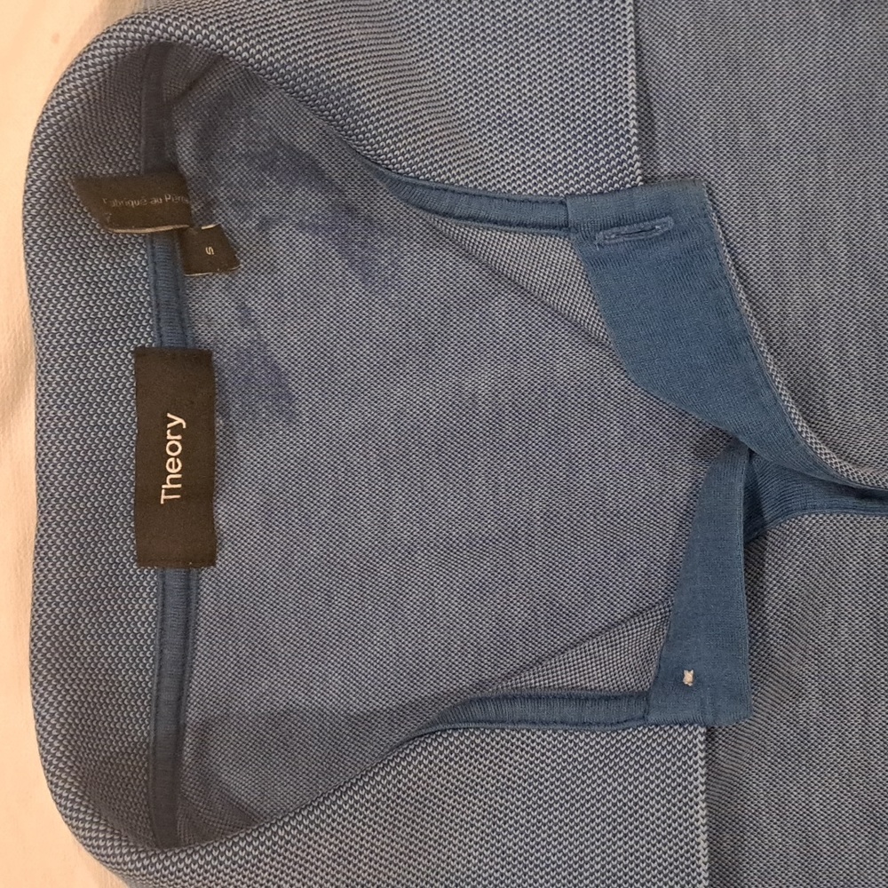 Theory, Size Small, Lt Blue Solid, Short Sleeve P… - image 3